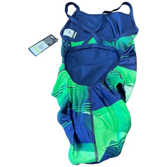 Speedo FL Lane Game Flyback Blue Green 421 Competitive XS 30 NWT Pro LT - Picture 2 of 16